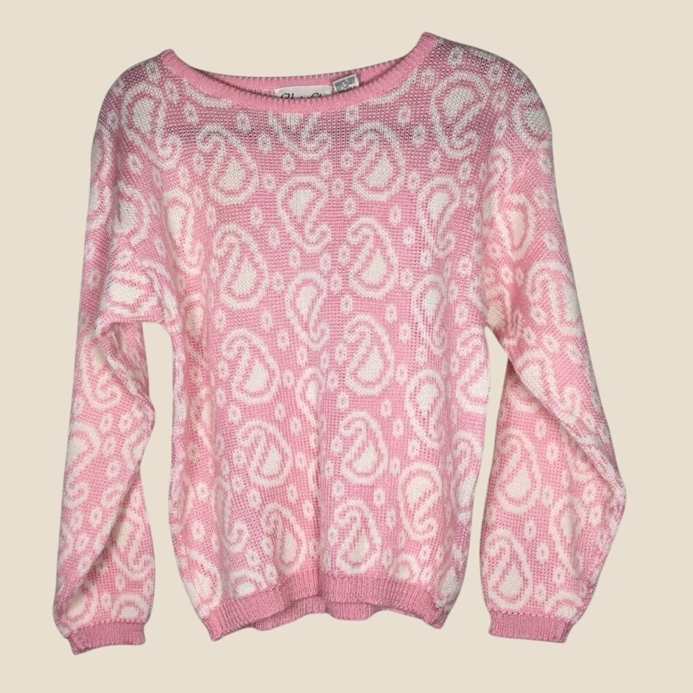 Vintage 90s Pink Fairy Kei Cottagecore Cabincore Preppy Fall Autumn Sweater M